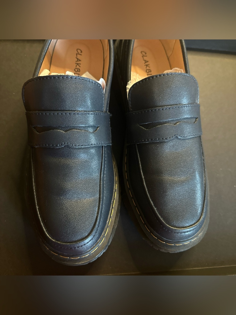 Classic Navy Leather Penny Loafers Wm Sz 8.5M
